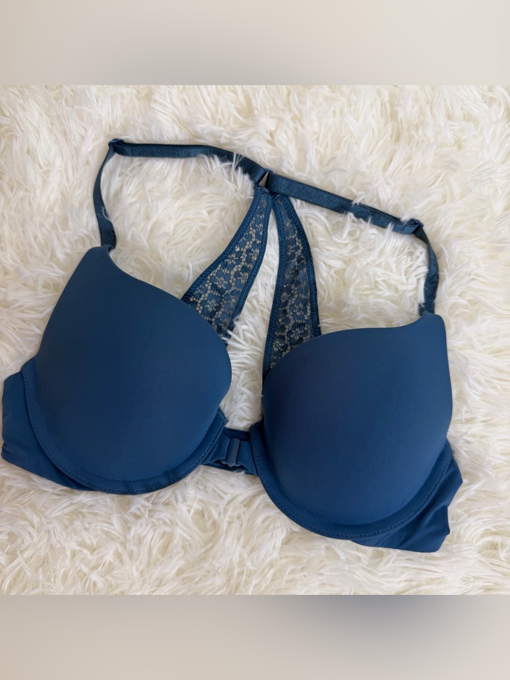 Victoria's Secret Deep Blue Lace-Back T-Shirt Bra